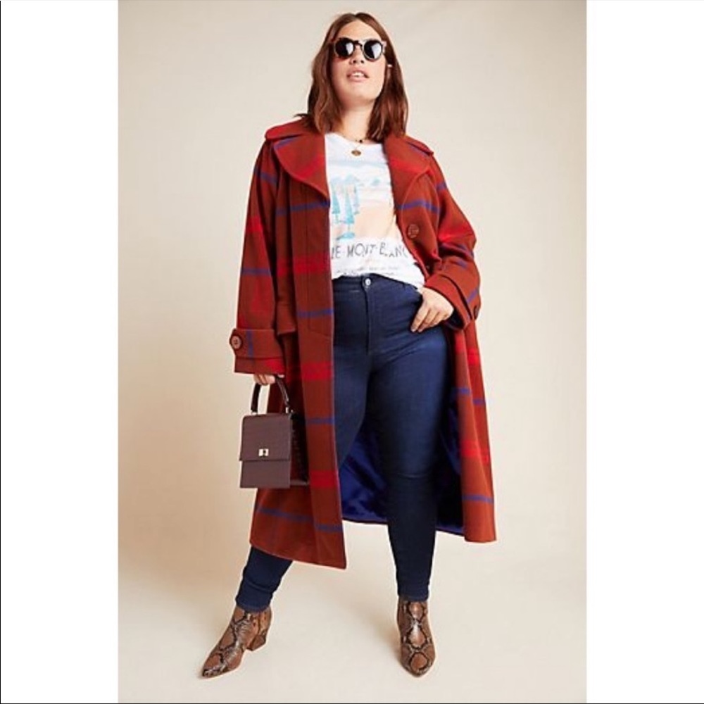 Anthropologie Plaid Jasper Peacoat Coat 1X